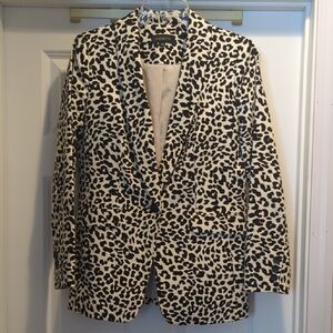 Talbots Black and Cream Animal Print Blazer